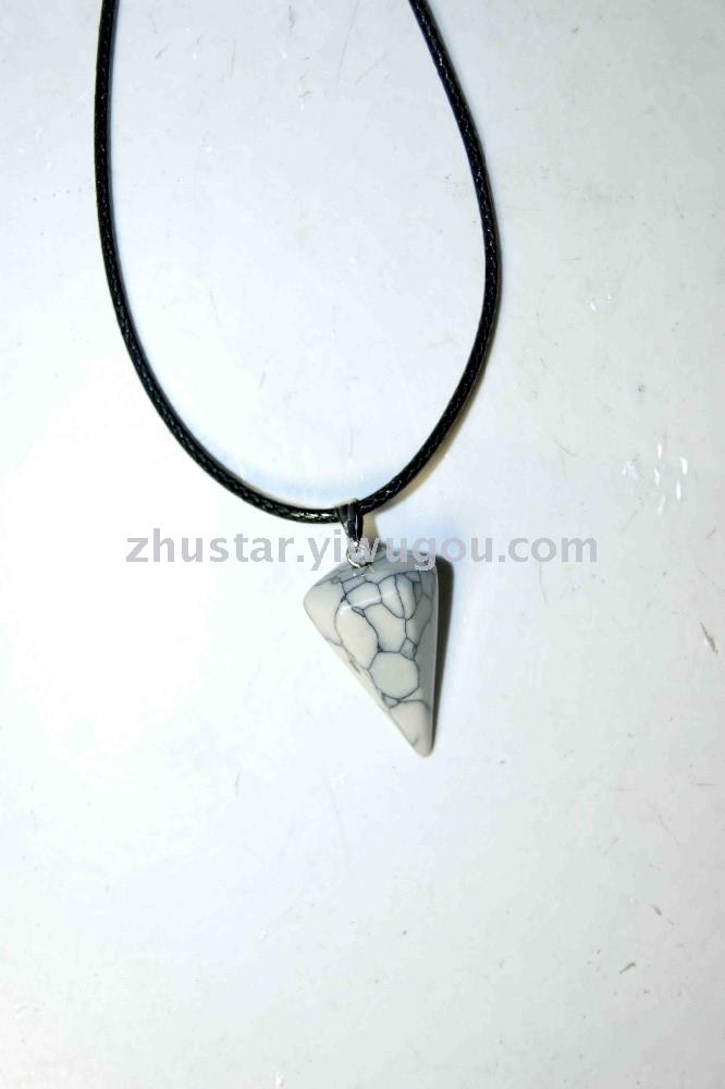 Natural stone, crystal, amethyst, agate, opal, tiger eye stone, hexagon cone pendant.