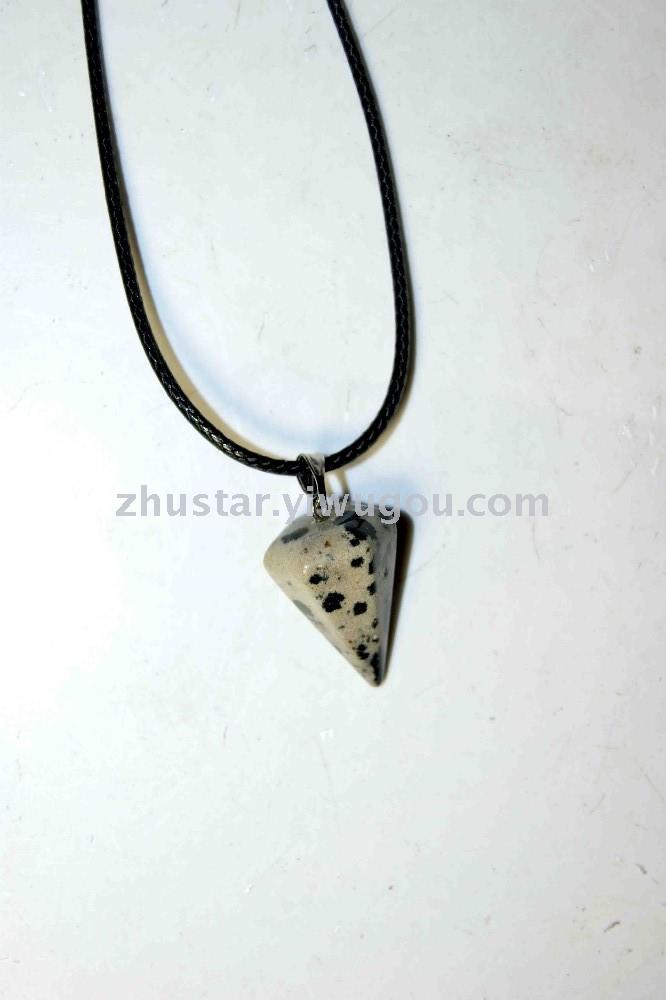 Natural stone, crystal, amethyst, agate, opal, tiger eye stone, hexagon cone pendant.