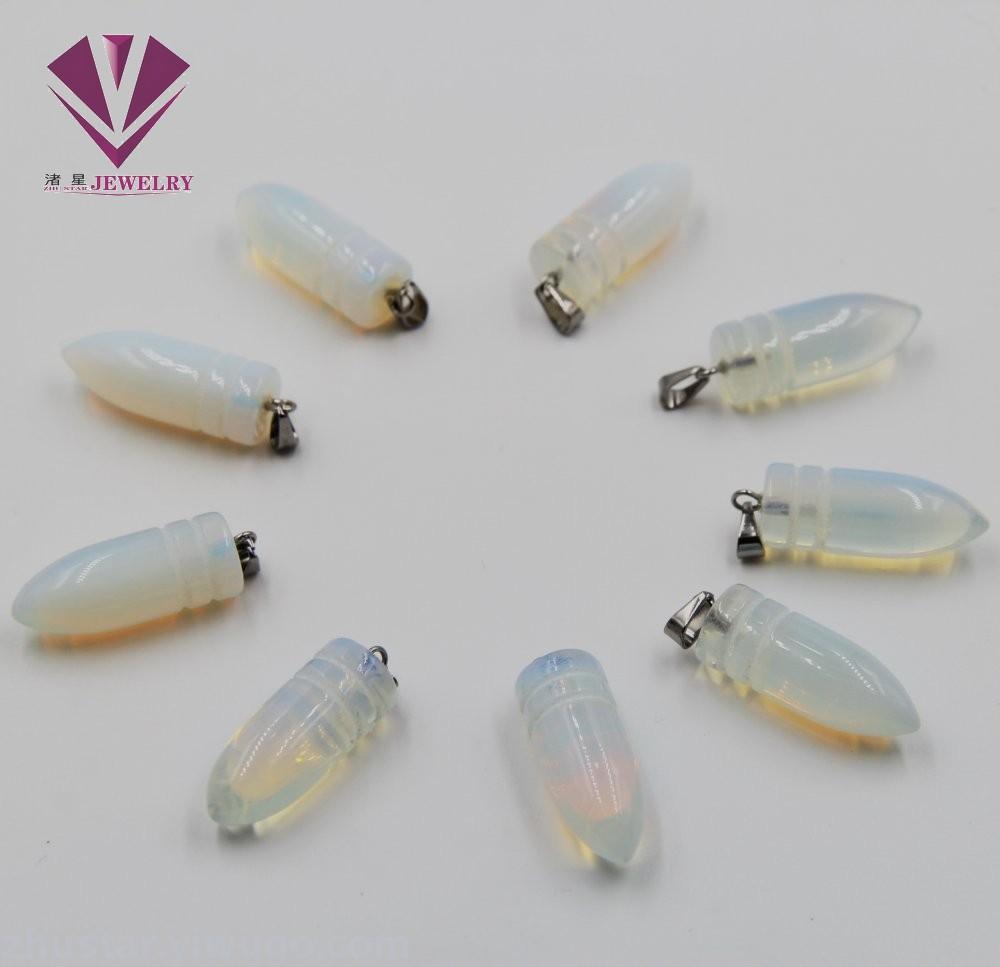 Natural stone protein stone warhead pendant, agate, powder crystal, amethyst, tiger eye stone, pine stone, coral