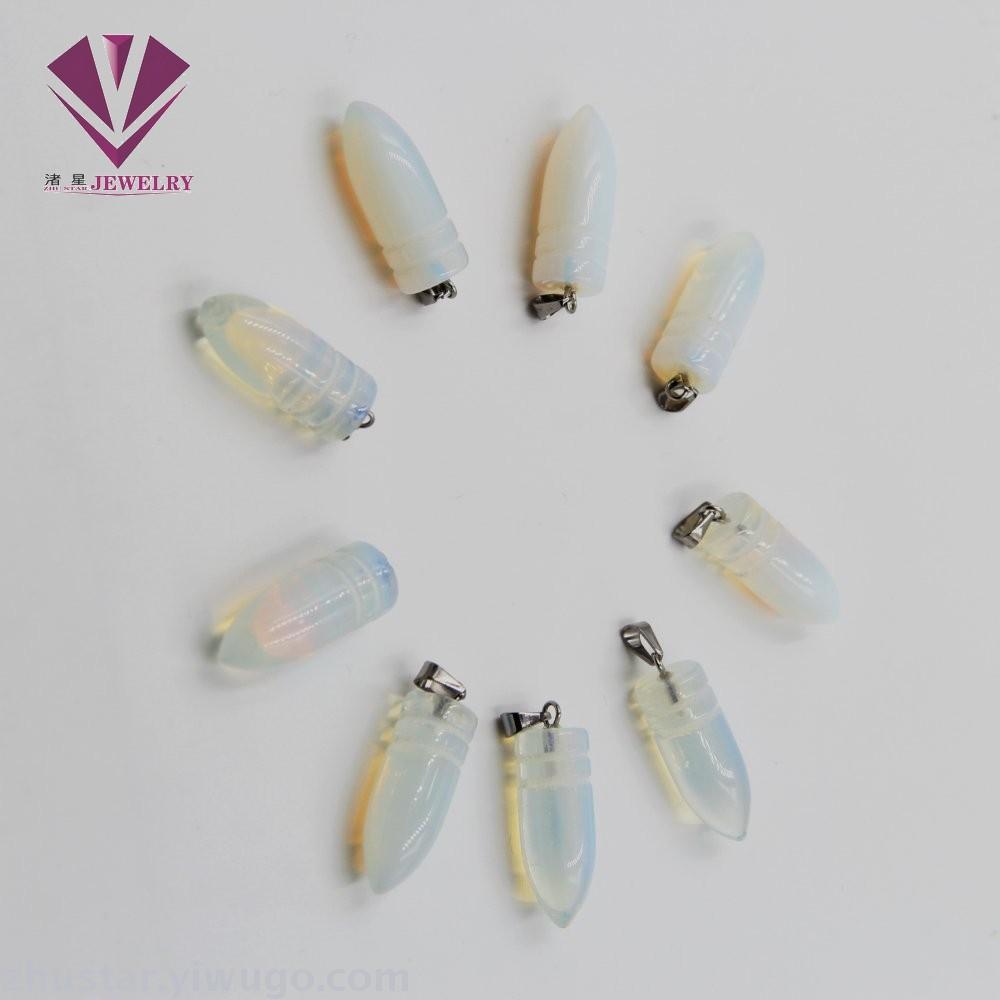 Natural stone protein stone warhead pendant, agate, powder crystal, amethyst, tiger eye stone, pine stone, coral
