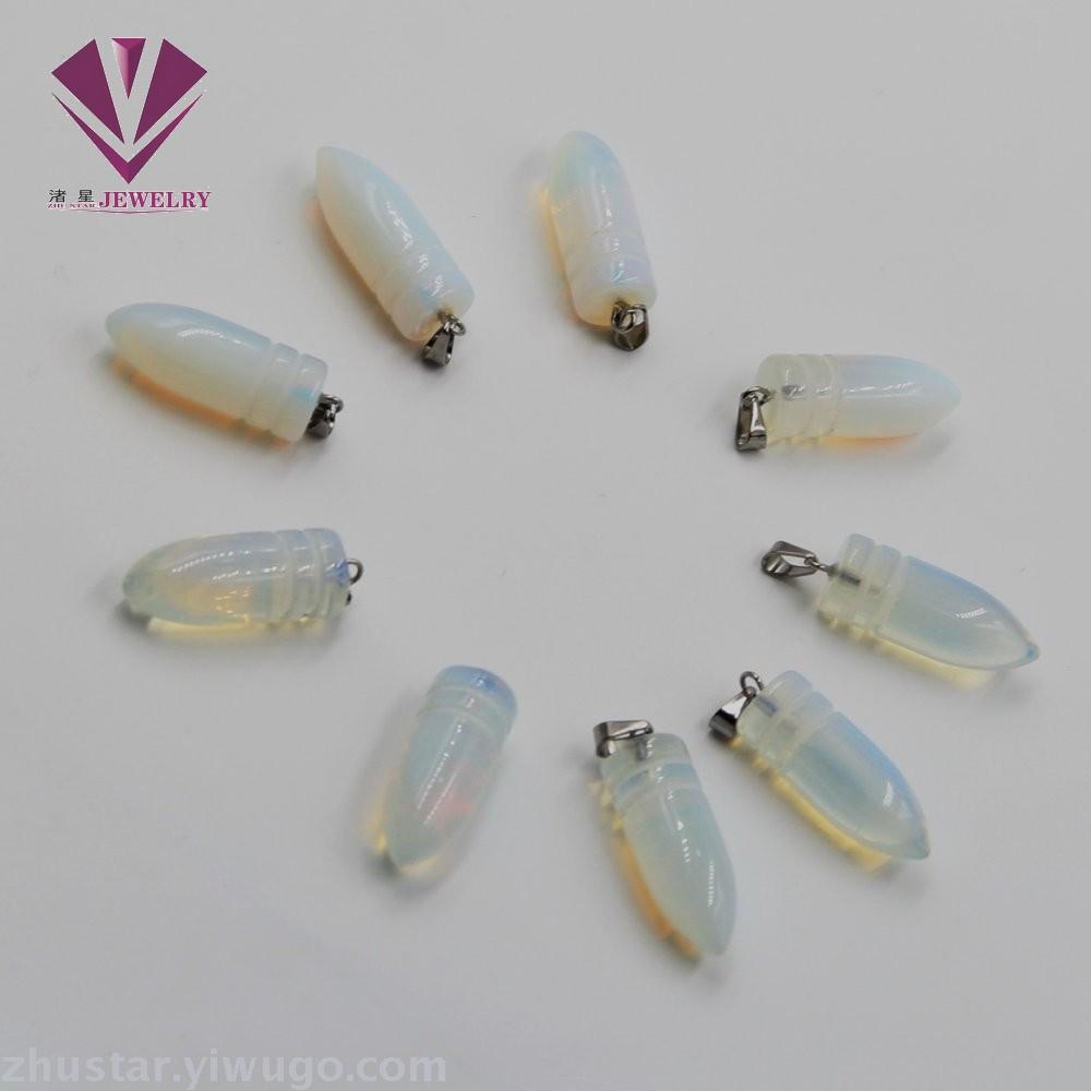 Natural stone protein stone warhead pendant, agate, powder crystal, amethyst, tiger eye stone, pine stone, coral