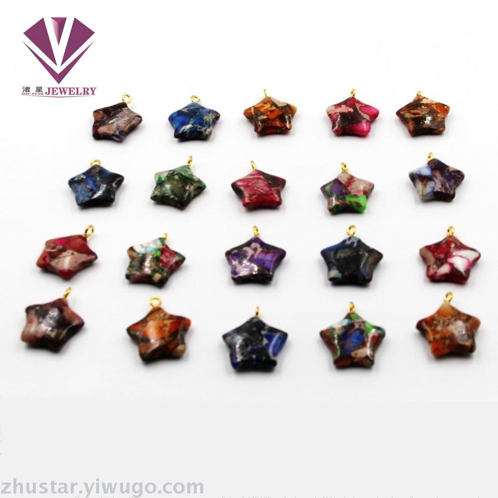 Natural stone opal emperor pine five star pendant, agate, powder crystal, amethyst, tiger eye stone, pine stone