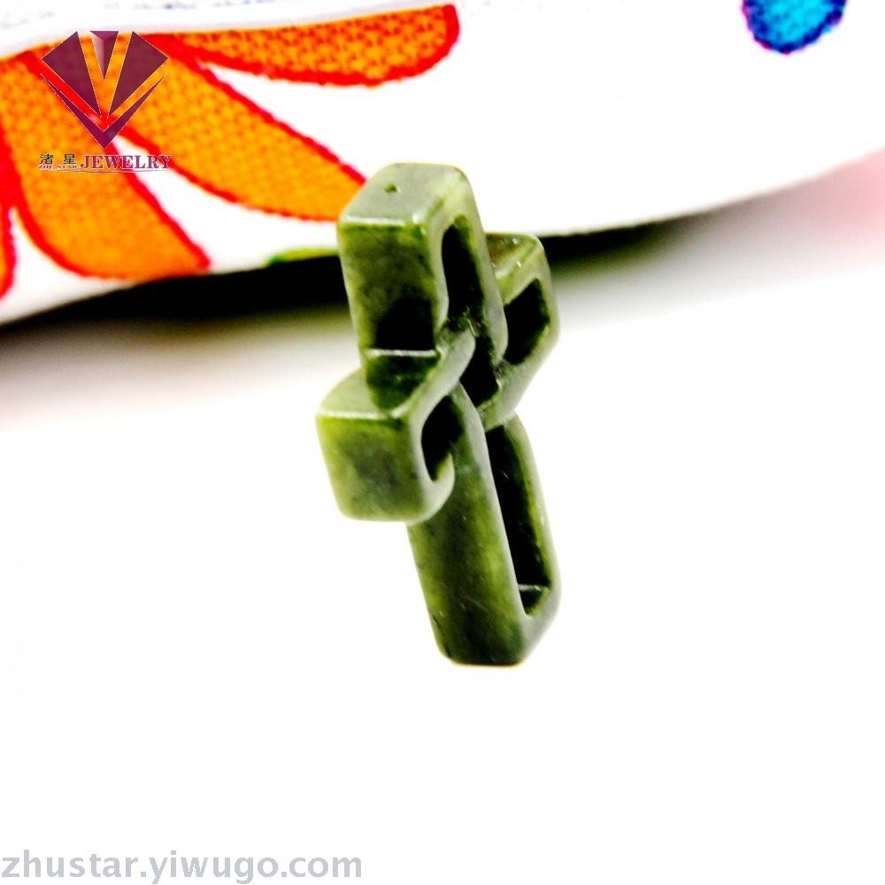 Natural stone southern jade carving cross pendant, agate, powder crystal, amethyst, tiger eye stone, pine stone