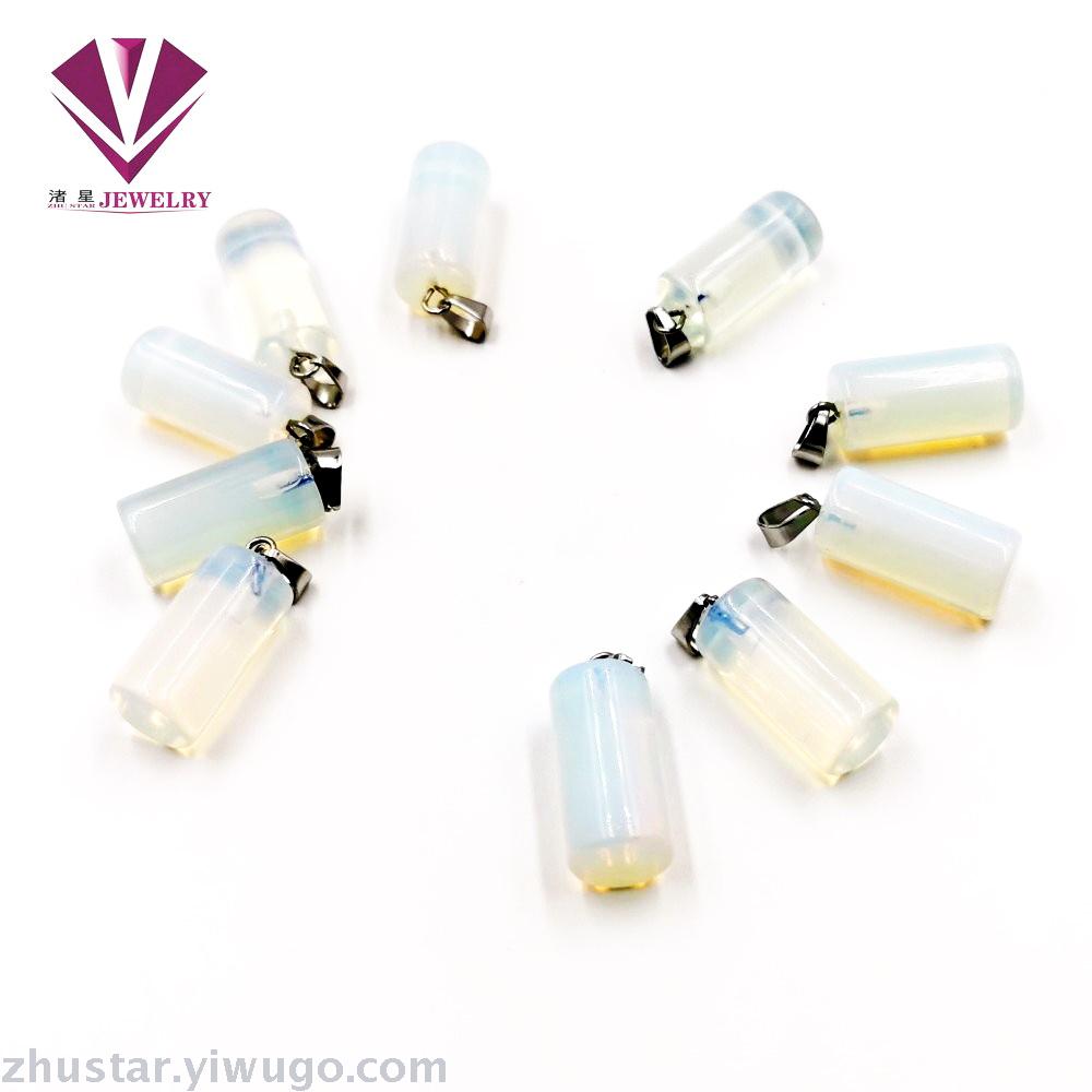 Natural stone opal pendant, agate, pink crystal, amethyst, tiger eye stone, pine stone, red coral