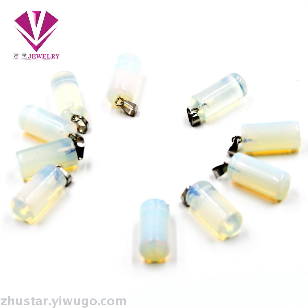 Natural stone opal pendant, agate, pink crystal, amethyst, tiger eye stone, pine stone, red coral