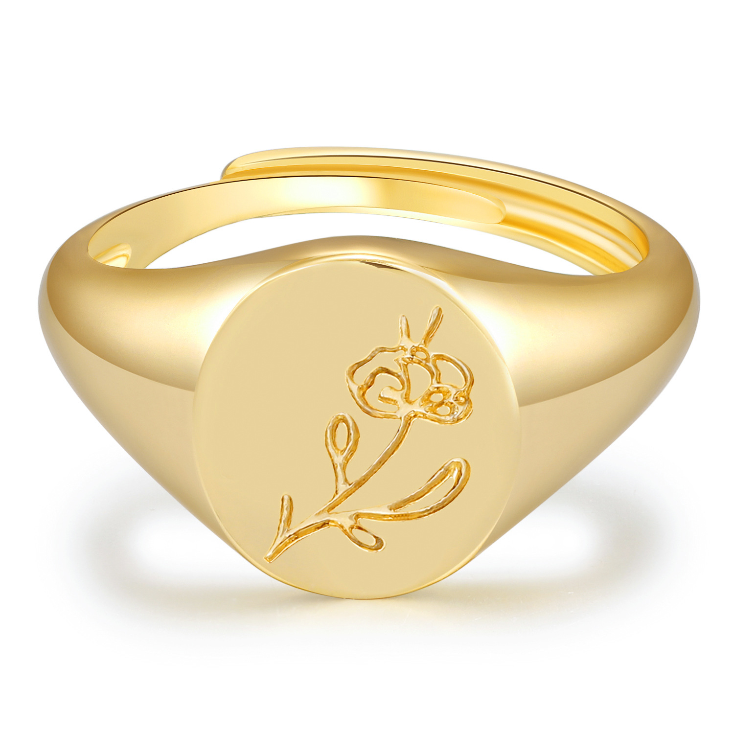 INS New Printed Open Ring Copper Plated Real Gold Ring Cold Wind Women&#039;s Ring Accessories Jewellery