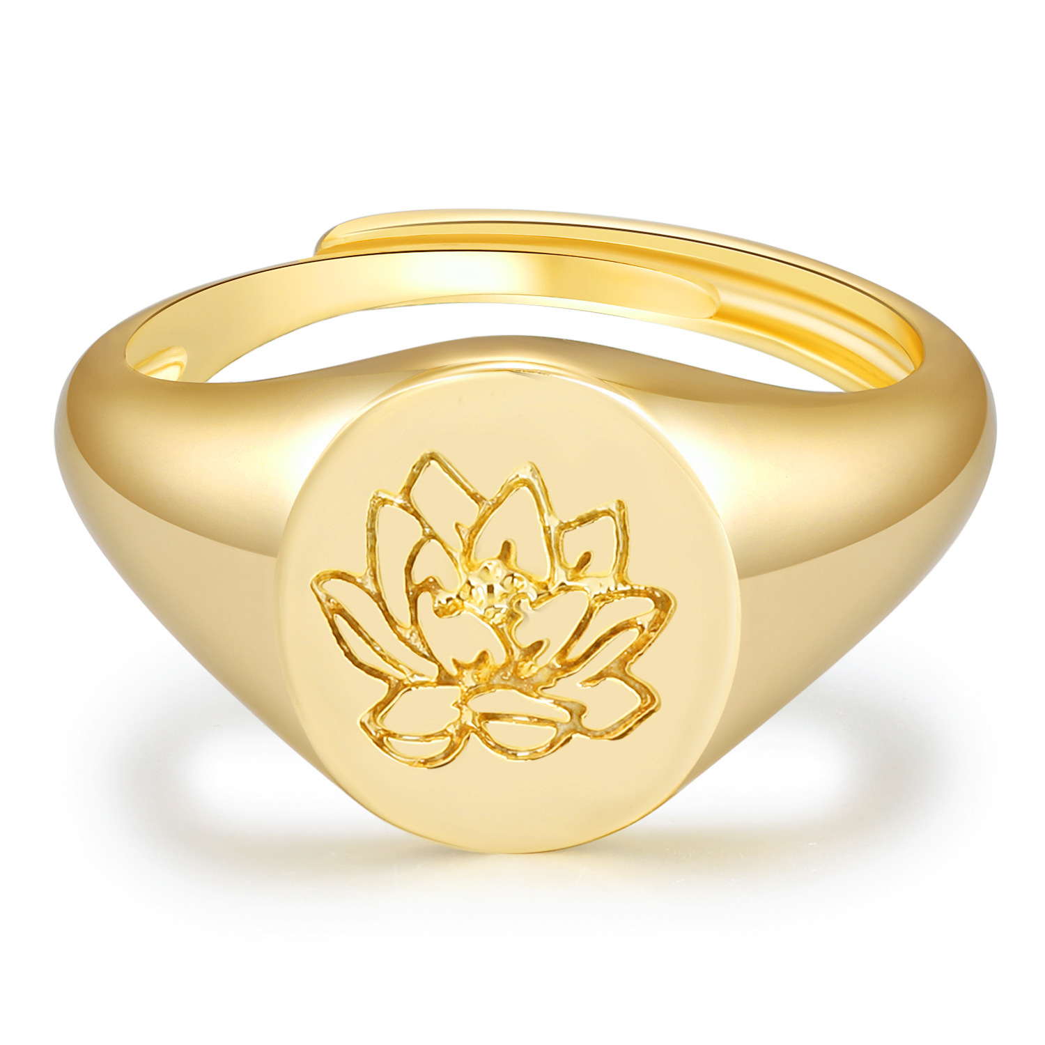 INS New Printed Open Ring Copper Plated Real Gold Ring Cold Wind Women&#039;s Ring Accessories Jewellery