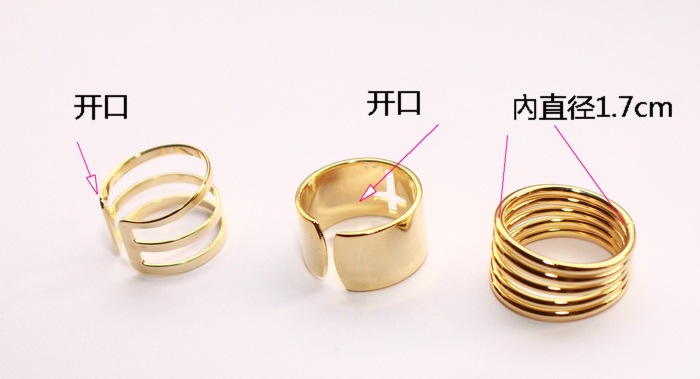 European and American Exaggerated and Personalized Striped Hollow Cross Metal Gold Ring Knuckle Ring Three-Piece Set