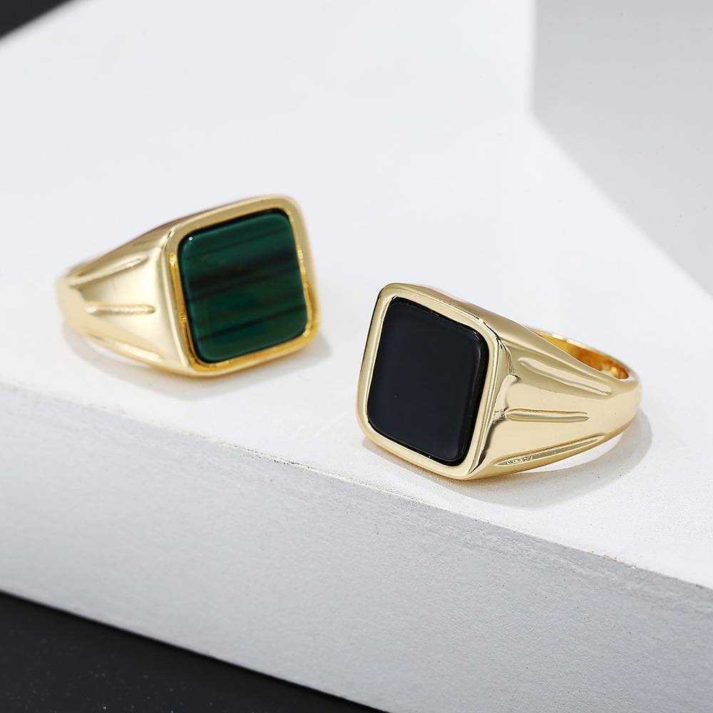Cross-Border New Arrival Stamp Ring 18K Gold Ring Net Red Blogger Same Style Gold Plated Vintage Ring