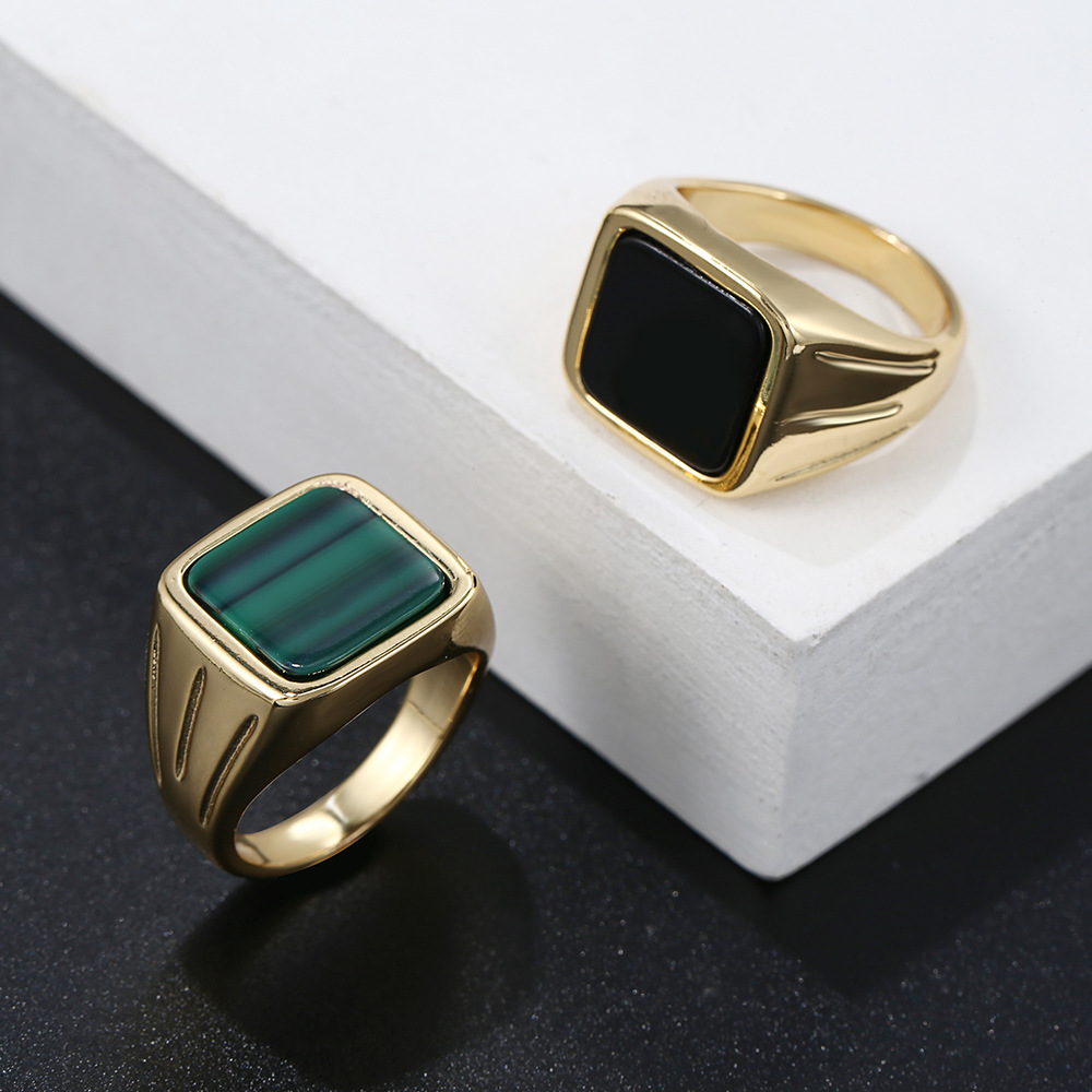 Cross-Border New Arrival Stamp Ring 18K Gold Ring Net Red Blogger Same Style Gold Plated Vintage Ring