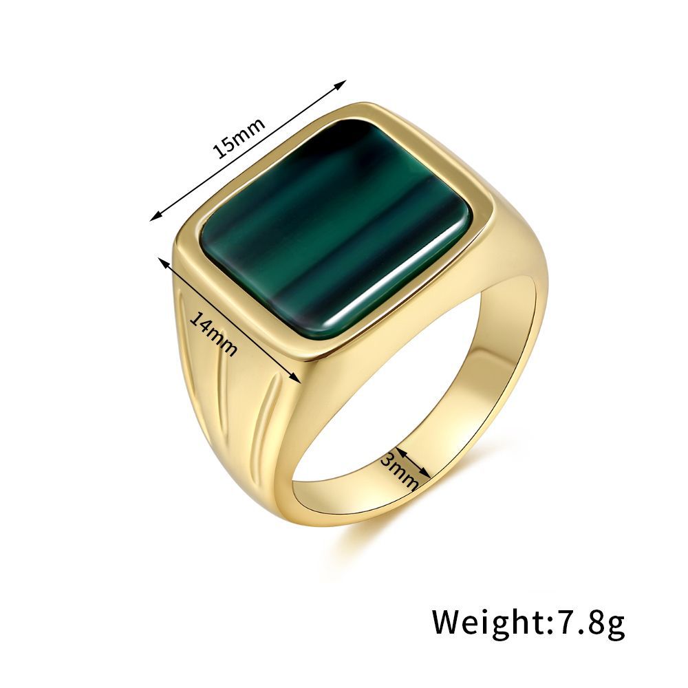 Cross-Border New Arrival Stamp Ring 18K Gold Ring Net Red Blogger Same Style Gold Plated Vintage Ring