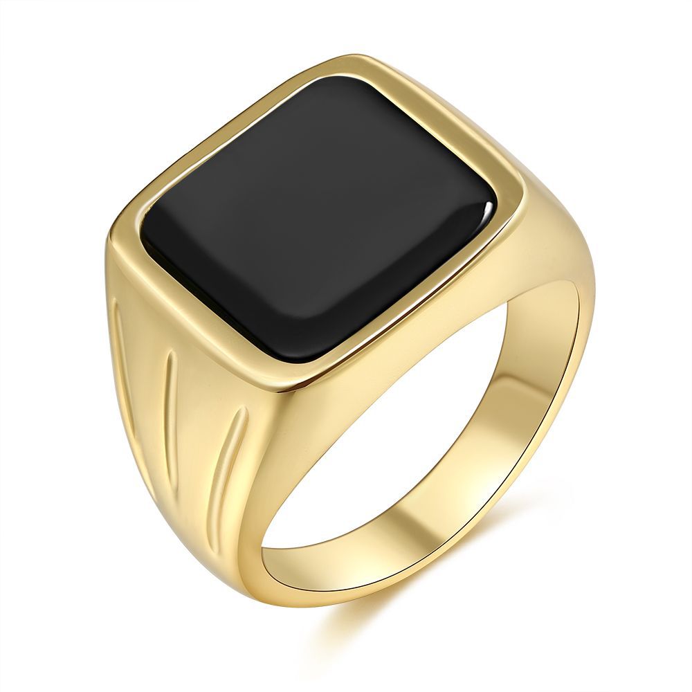 Cross-Border New Arrival Stamp Ring 18K Gold Ring Net Red Blogger Same Style Gold Plated Vintage Ring