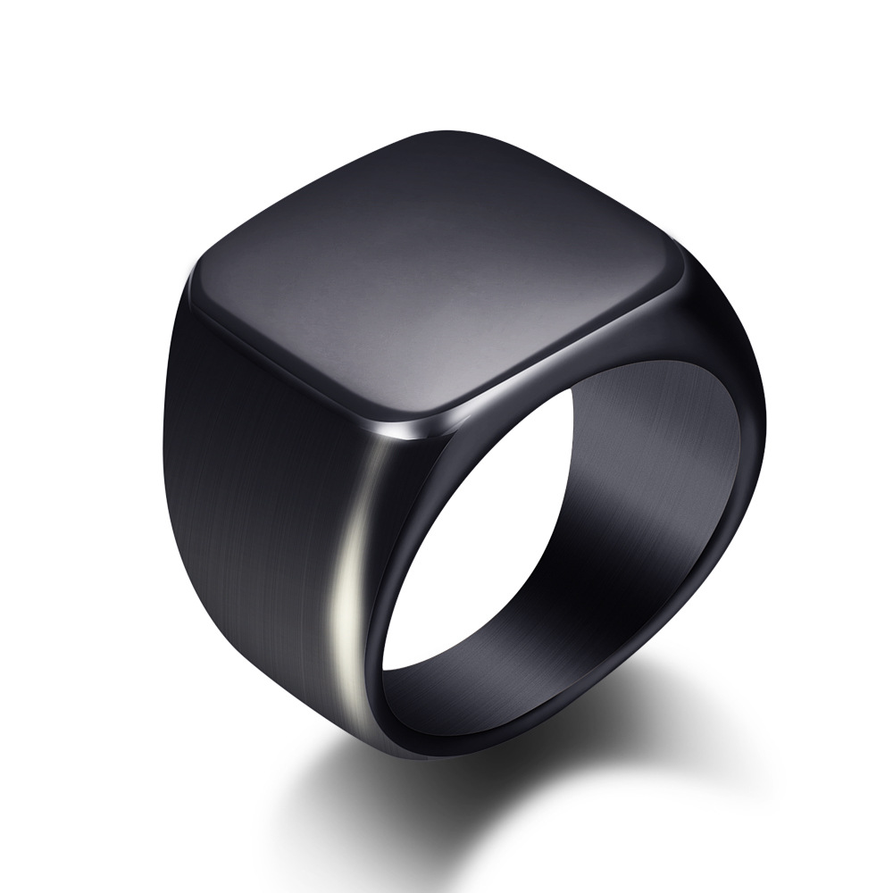Simple Black Glossy Titanium Steel Ring Stainless Steel Men&#039;s and Women&#039;s Rose Gold Ring Printable Logo Factory Direct Sales