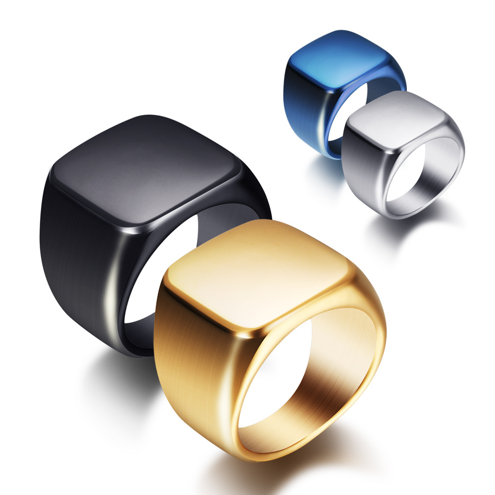 Simple Black Glossy Titanium Steel Ring Stainless Steel Men&#039;s and Women&#039;s Rose Gold Ring Printable Logo Factory Direct Sales