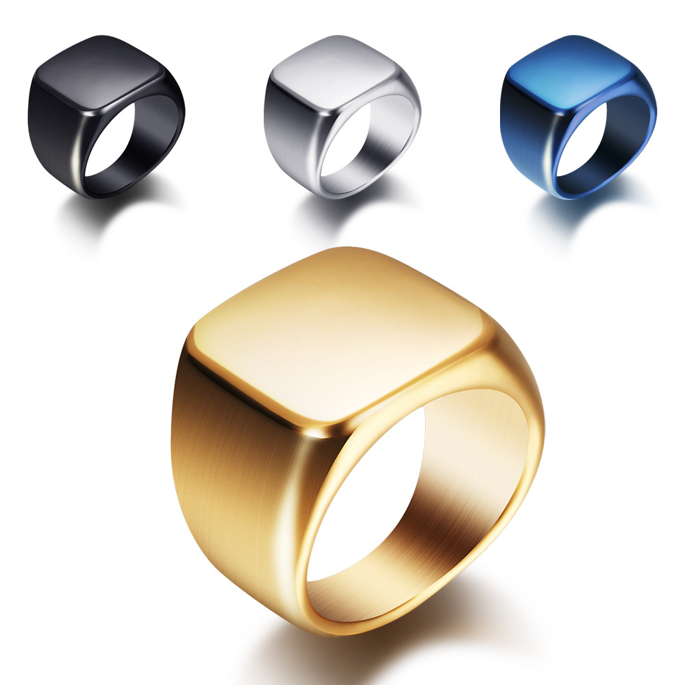 Simple Black Glossy Titanium Steel Ring Stainless Steel Men&#039;s and Women&#039;s Rose Gold Ring Printable Logo Factory Direct Sales