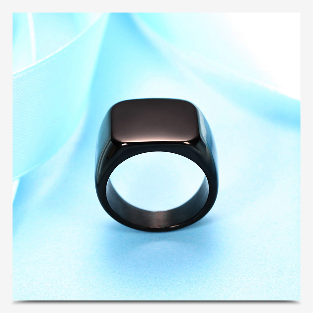 Simple Black Glossy Titanium Steel Ring Stainless Steel Men's and Women's Rose Gold Ring Printable Logo Factory Direct Sales