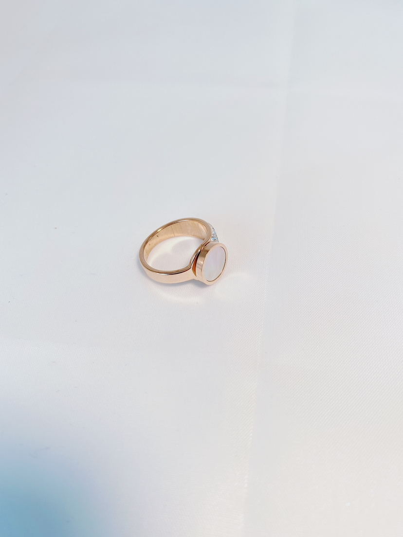 2020 Cool White Fritillaria Titanium Steel Rose Gold Ring Ins Students' Ring Cold Wind Series Fashionable Stylish Women