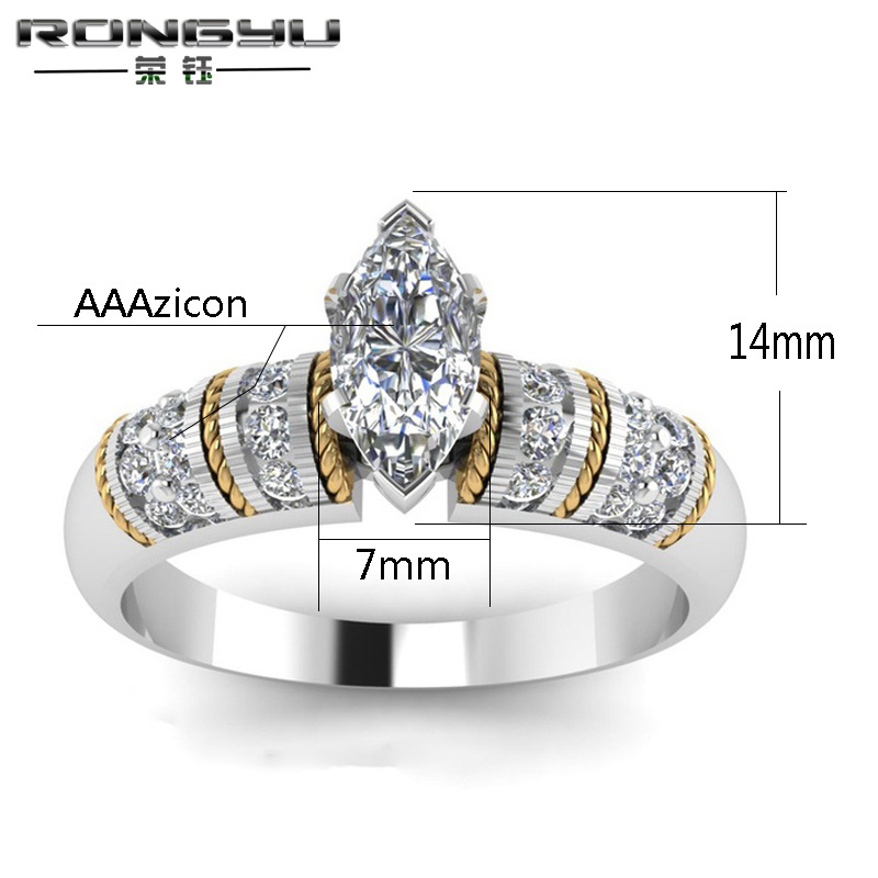 Rongyu Fashion Inlaid White Horse Eye Zircon Two-Color Gold Ring European and American Style Viking Amazon Hot Bracelet Rongyu Fashion Inlaid White Horse Eye Zircon Two-Color Gold Ring European and American Style Viking Amazon Hot Bracelet