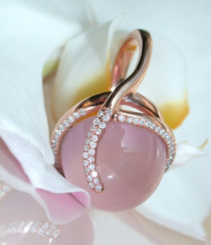 Yung yu ebay new hot pink crystal moonstone diamond ring Europe and America creative 14k rose gold ring
