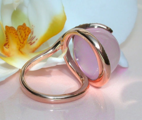Yung yu ebay new hot pink crystal moonstone diamond ring Europe and America creative 14k rose gold ring