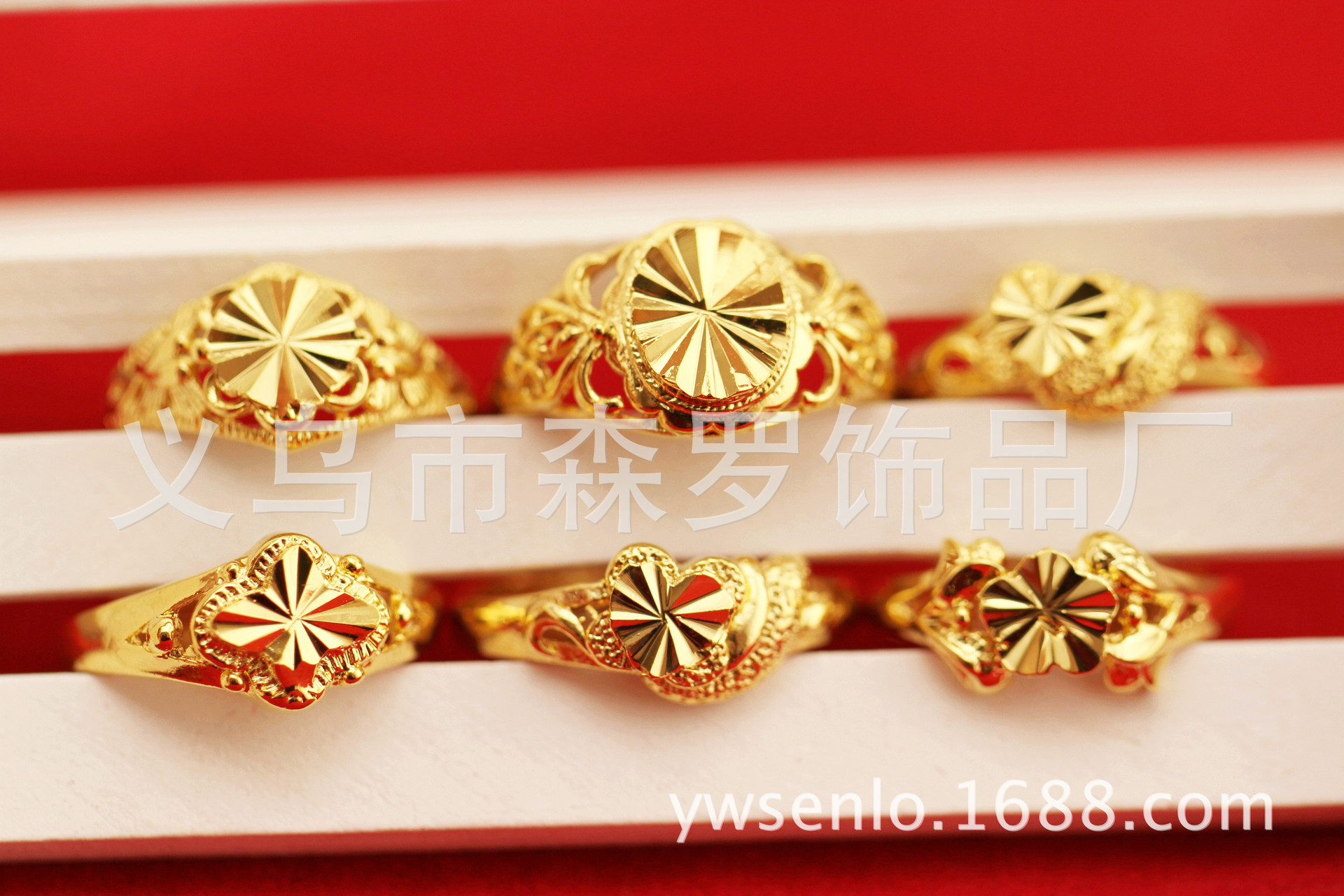 24K Brass Gold-Plated Thickened Opening Flower Ring Women's Titanium Vietnam Placer Gold Ring Women's More than No Color Fading Styles