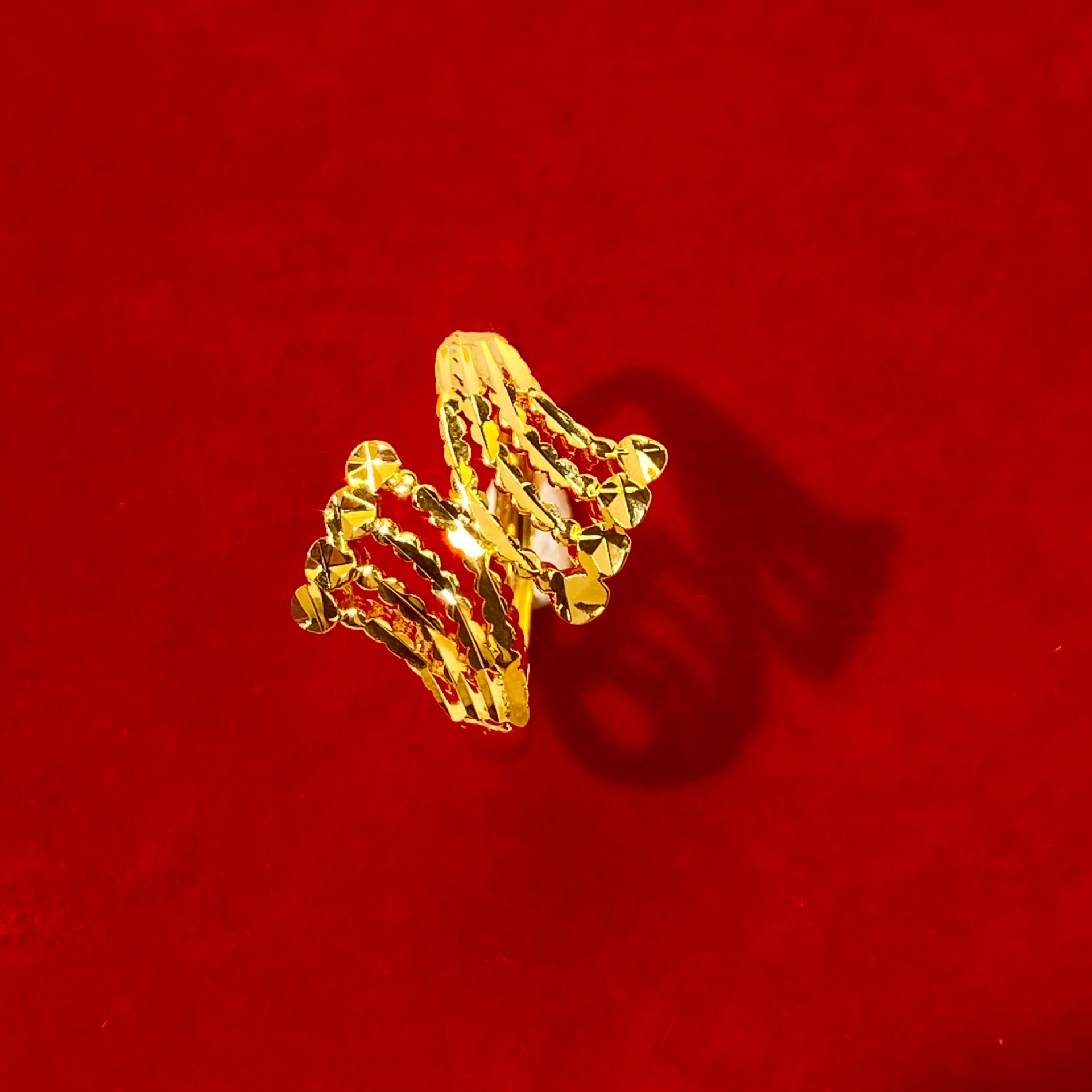 Cross-Border Hot Vietnam Placer Gold Ring Copper Vacuum Electroplating Women's Imitation Gold Open Ring Non-Fading Small Gift Wholesale