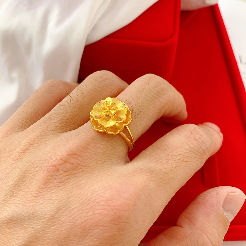Vietnam Placer Gold Plated 24K Gold Ring Women&#039;s Artificial Gold Adjustable Mouth No Color Fading Wedding Index Finger Ring