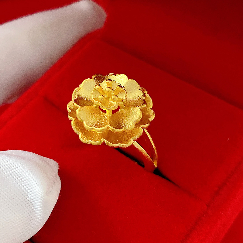 Vietnam Placer Gold Plated 24K Gold Ring Women&#039;s Artificial Gold Adjustable Mouth No Color Fading Wedding Index Finger Ring