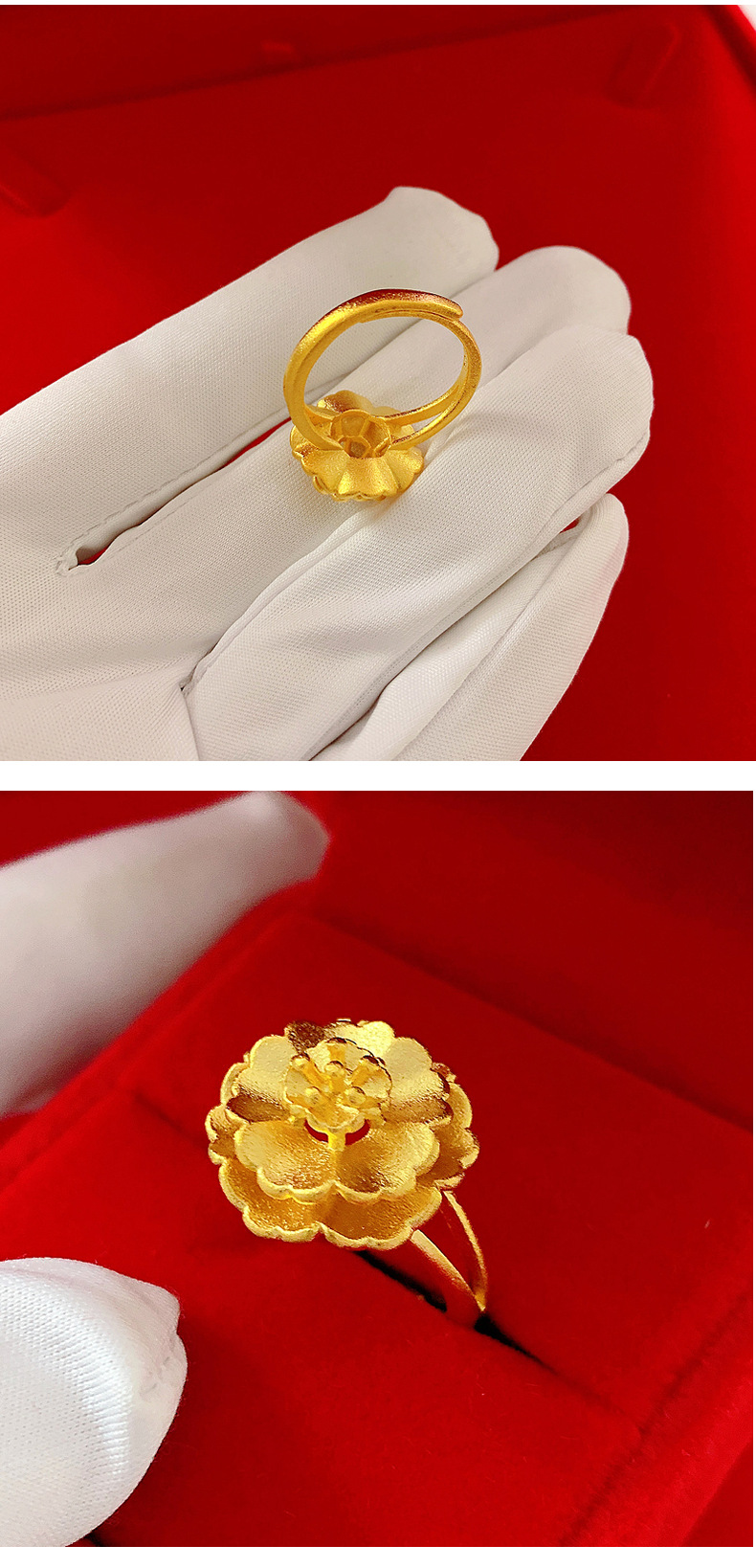 Vietnam Placer Gold Plated 24K Gold Ring Women's Artificial Gold Adjustable Mouth No Color Fading Wedding Index Finger Ring