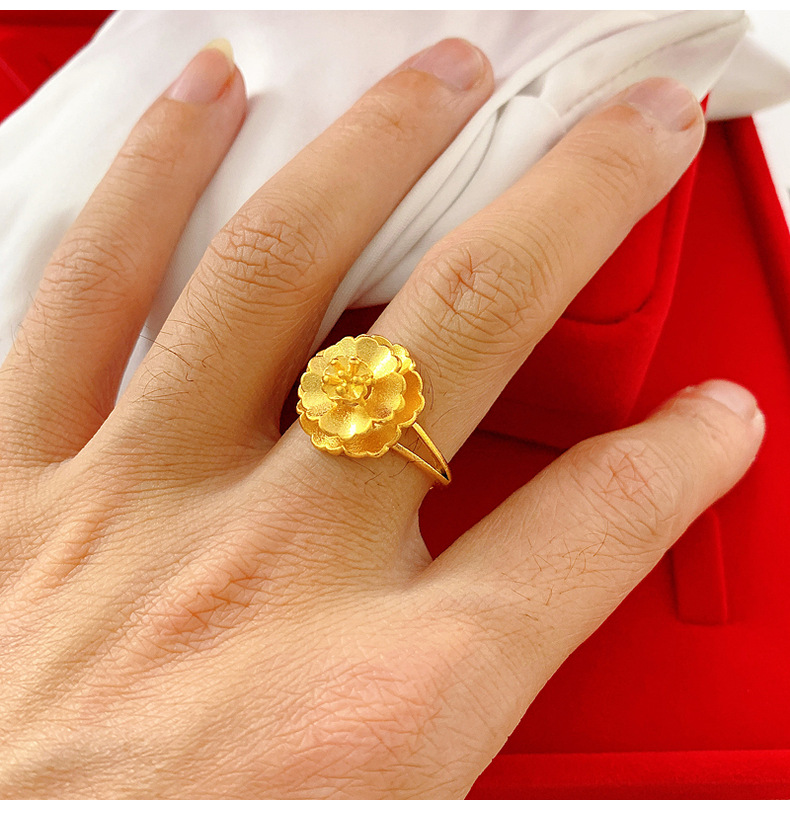 Vietnam Placer Gold Plated 24K Gold Ring Women's Artificial Gold Adjustable Mouth No Color Fading Wedding Index Finger Ring