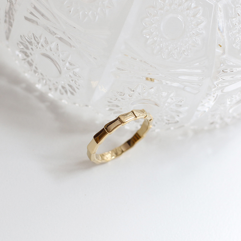 European and American Minimal Art All-Match Snake-Shaped Bamboo Ring Arrow Simple Fashion Colored Gold Ring Index Finger Titanium Steel Plated 18K Color Retention