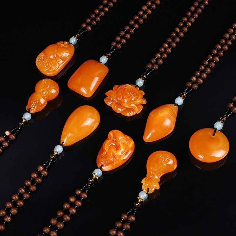 Ethnic Style Door Frame Imitation Beeswax Sweater Chain Second Generation Old Beeswax Pendant Necklace Live Broadcast Gift Accessories Pendant Ethnic Style Door Frame Imitation Beeswax Sweater Chain Second Generation Old Beeswax Pendant Necklace Live Broadcast Gift Accessories Pendant