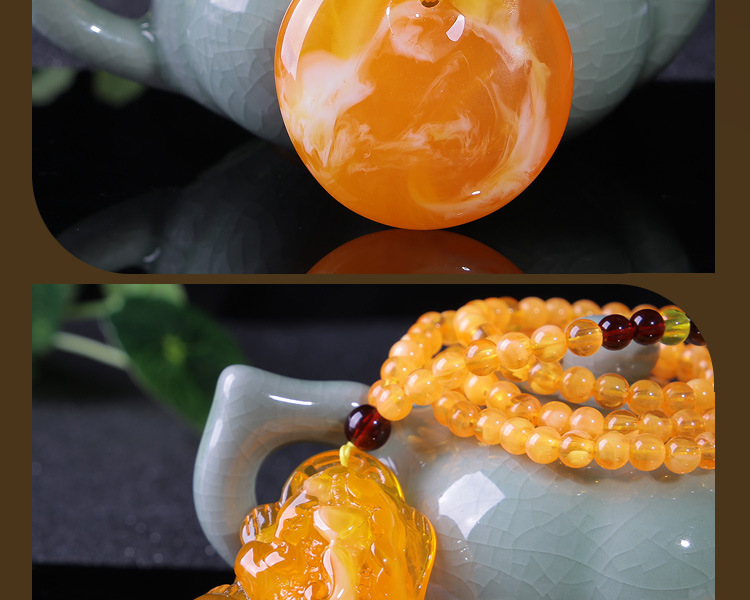 2020 New Retro Imitation Beeswax Yellow Chicken Grease Water Drop Pendant Creative Year Fish Necklace Sweater Chain Jewelry 2020 New Retro Imitation Beeswax Yellow Chicken Grease Water Drop Pendant Creative Year Fish Necklace Sweater Chain Jewelry