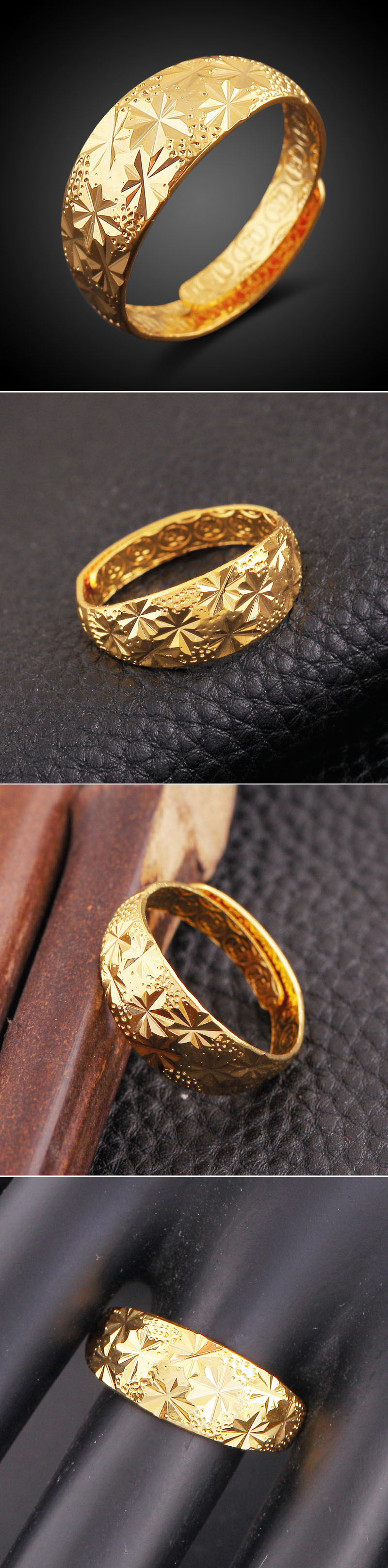 Star ring 18K gold ring can be adjusted hand