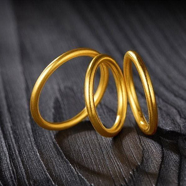 Stall Supply Kuaishou Ancient Law Inheritance Sansheng III Alluvial Gold Ring Women's Simple Simple Bracelet Plain Gold Female Ring Wholesale