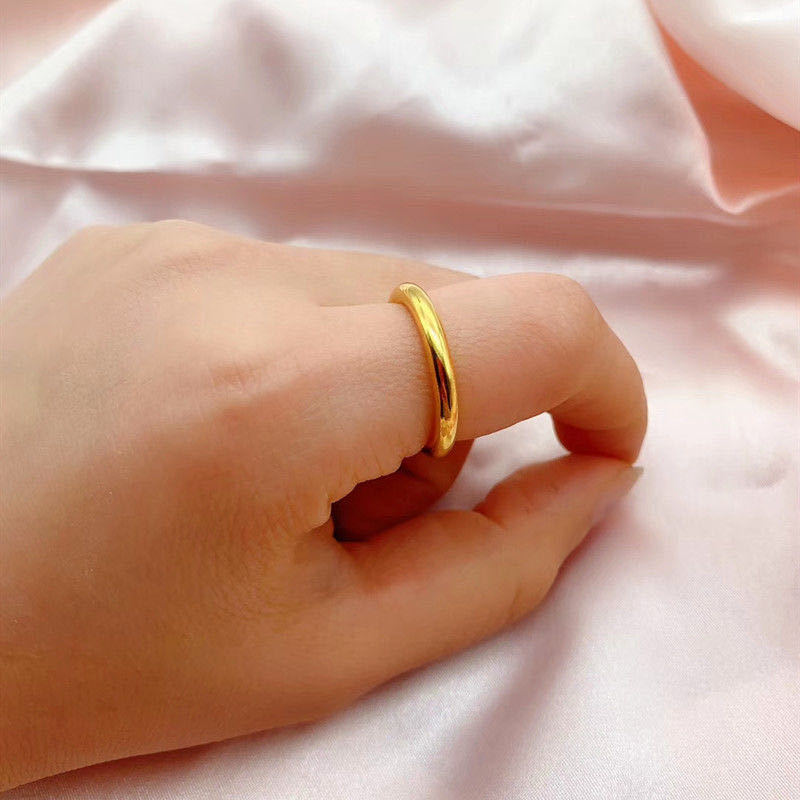 Stall Supply Kuaishou Ancient Law Inheritance Sansheng III Alluvial Gold Ring Women's Simple Simple Bracelet Plain Gold Female Ring Wholesale