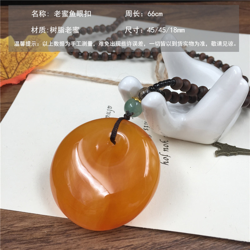 2020 New Style Wooden Bead Chain Two-Color Orange Beeswax Pendant Pendant Sweater Chain Retro Ethnic Style Long Necklace for Women