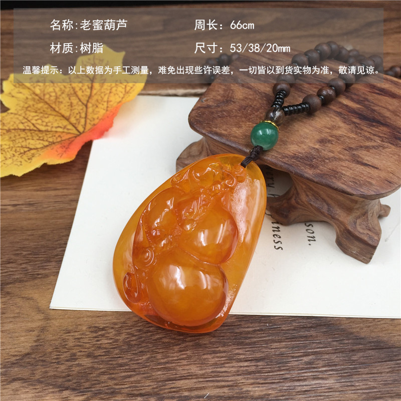 2020 New Style Wooden Bead Chain Two-Color Orange Beeswax Pendant Pendant Sweater Chain Retro Ethnic Style Long Necklace for Women