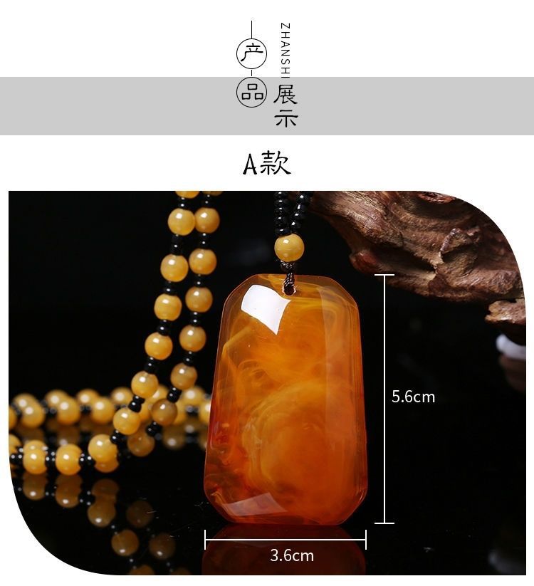 Beeswax Pendant Long Water Drop Women 'S Ethnic Style Vintage Amber Old Wax Necklace Versatile Accessories Sweater Chain Pendant