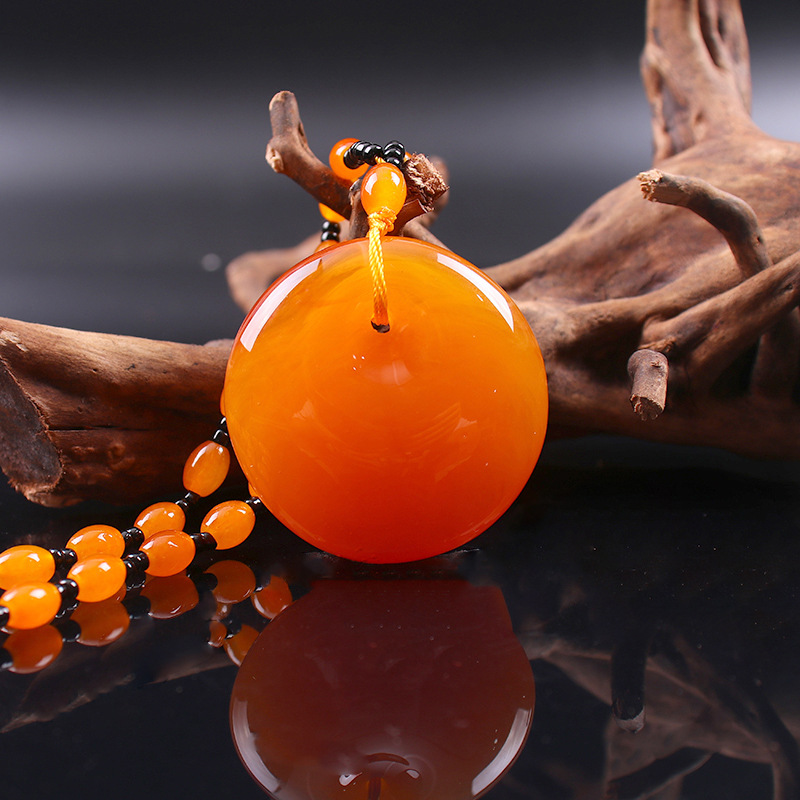 Old Beeswax Sweater Chain Men's and Women's Second Generation Yellow Chicken Grease Amber Long Necklace Ethnic Style Pendant Factory Wholesale Old Beeswax Sweater Chain Men's and Women's Second Generation Yellow Chicken Grease Amber Long Necklace Ethnic Style Pendant Factory Wholesale