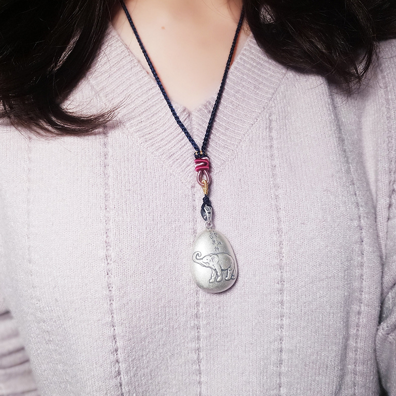 Handmade Braided Necklace Rope Clavicle Chain Sweater Chain Original Design Simple DIY Hanging Peace Buckle Beeswax Pendant