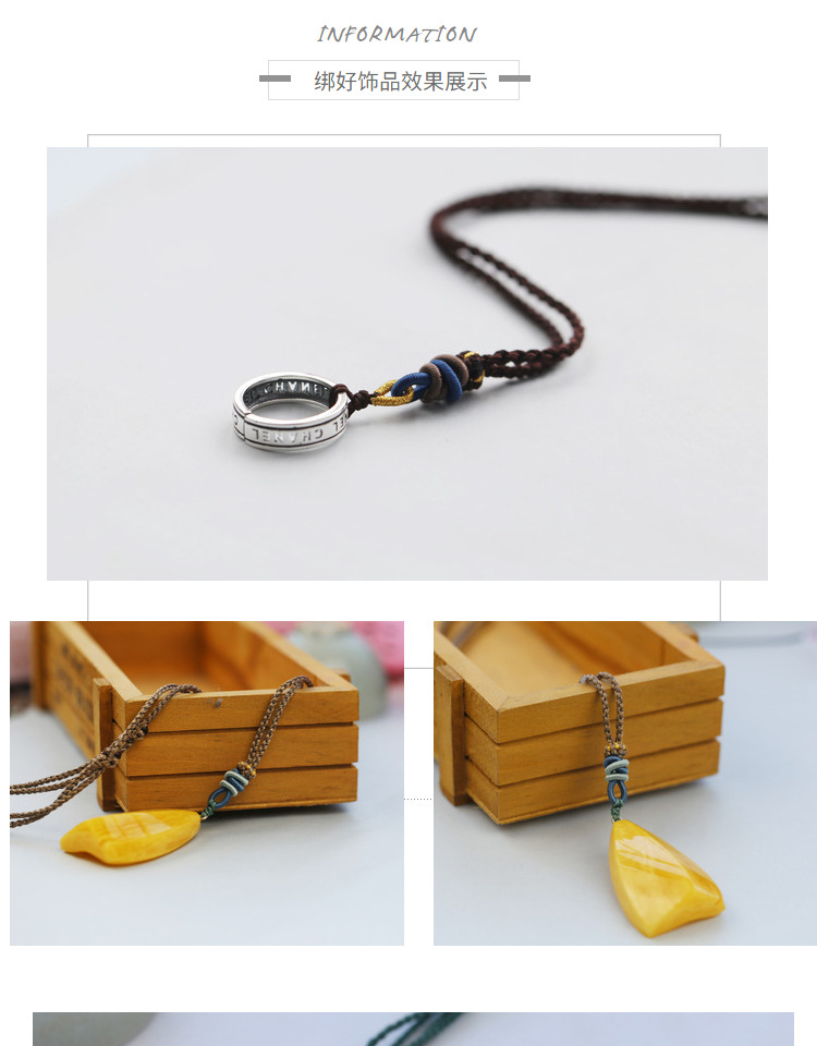 Handmade Braided Necklace Rope Clavicle Chain Sweater Chain Original Design Simple DIY Hanging Peace Buckle Beeswax Pendant Handmade Braided Necklace Rope Clavicle Chain Sweater Chain Original Design Simple DIY Hanging Peace Buckle Beeswax Pendant