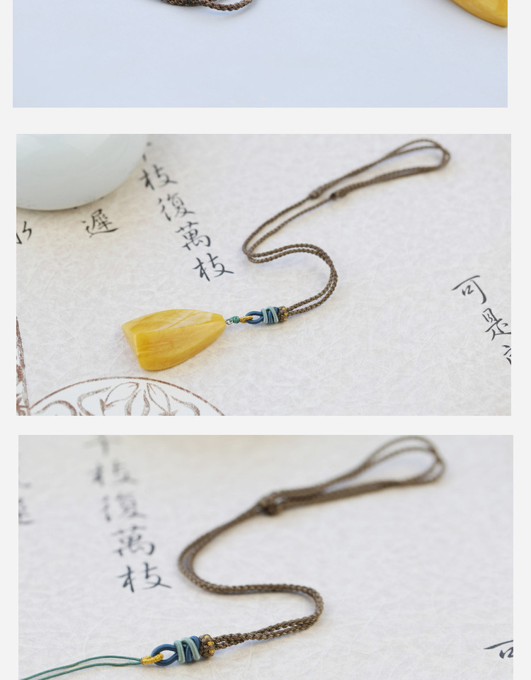 Handmade Braided Necklace Rope Clavicle Chain Sweater Chain Original Design Simple DIY Hanging Peace Buckle Beeswax Pendant Handmade Braided Necklace Rope Clavicle Chain Sweater Chain Original Design Simple DIY Hanging Peace Buckle Beeswax Pendant