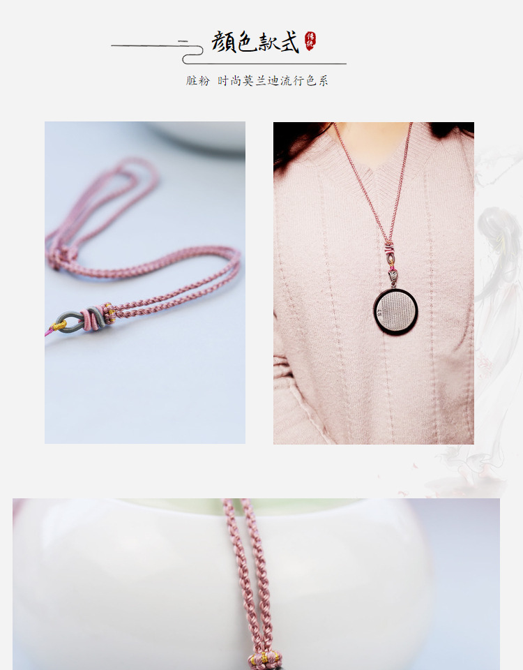 Handmade Braided Necklace Rope Clavicle Chain Sweater Chain Original Design Simple DIY Hanging Peace Buckle Beeswax Pendant Handmade Braided Necklace Rope Clavicle Chain Sweater Chain Original Design Simple DIY Hanging Peace Buckle Beeswax Pendant