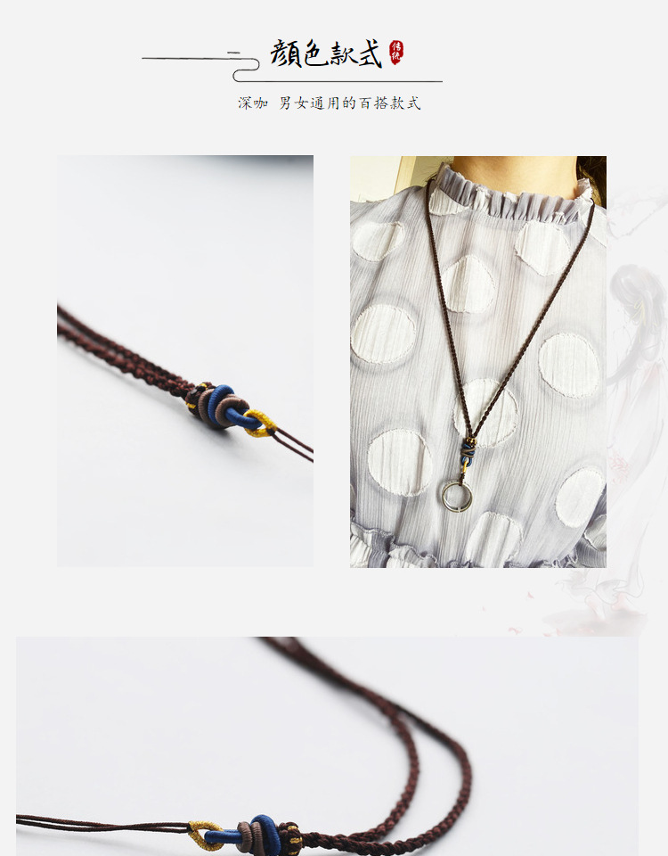 Handmade Braided Necklace Rope Clavicle Chain Sweater Chain Original Design Simple DIY Hanging Peace Buckle Beeswax Pendant Handmade Braided Necklace Rope Clavicle Chain Sweater Chain Original Design Simple DIY Hanging Peace Buckle Beeswax Pendant