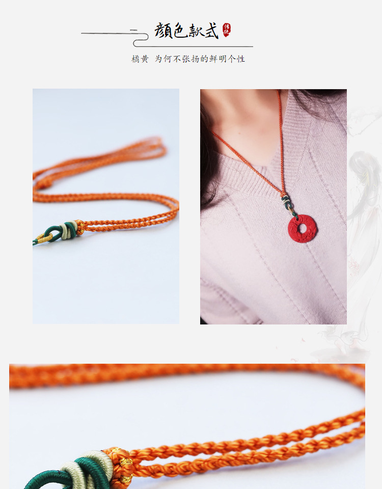 Handmade Braided Necklace Rope Clavicle Chain Sweater Chain Original Design Simple DIY Hanging Peace Buckle Beeswax Pendant Handmade Braided Necklace Rope Clavicle Chain Sweater Chain Original Design Simple DIY Hanging Peace Buckle Beeswax Pendant