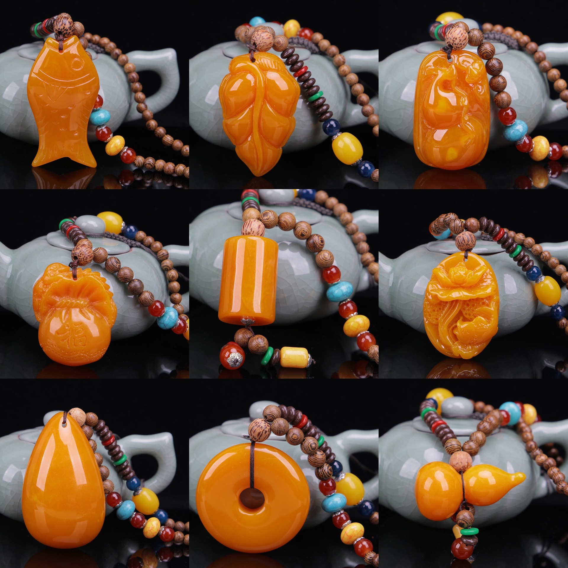 Ethnic Sweater Chain Second Generation Old Beeswax Door Frame Necklace Sweater Chain Hot Sale at Scenic Spot Hot Sale Gift Small Gift