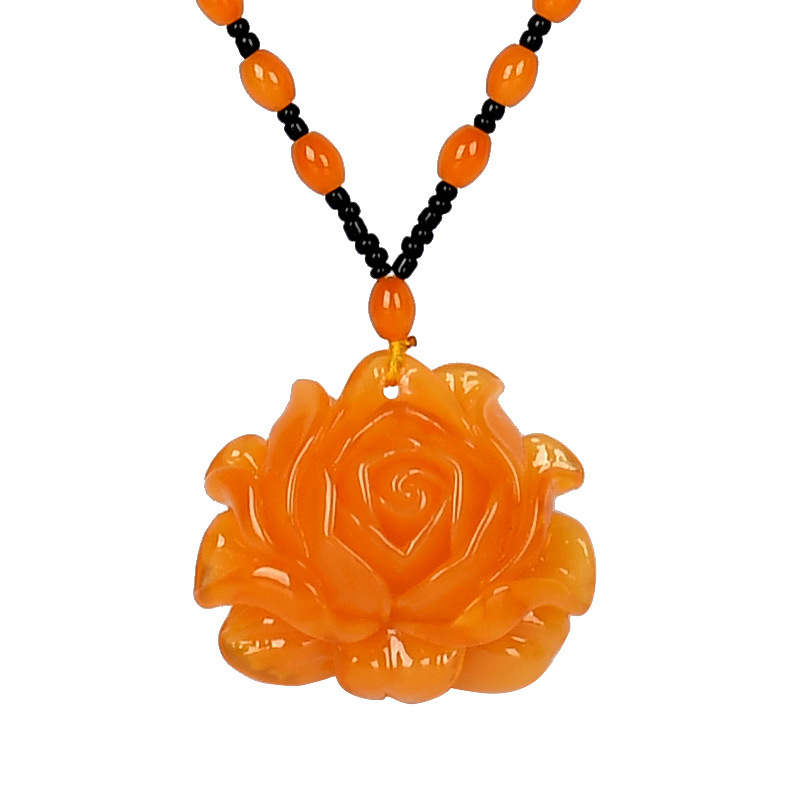 Beeswax Necklace Amber Pendant Hot Sale at Scenic Spot Male and Female Better Luck Pendant Temperament National Style Implied Necklace