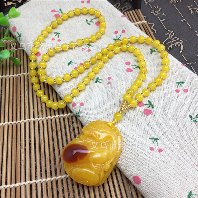 Running Rivers and Lakes Meeting Sale Gift Blue Light Beeswax Necklace Men's and Women's Long Accessories Sweater Chain Clothing Wholesale