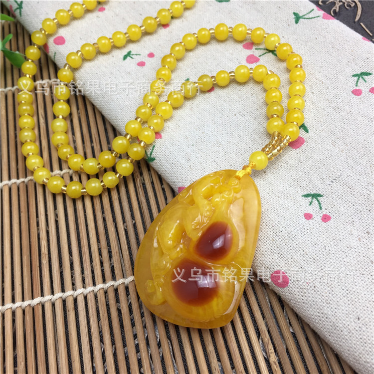 Running Rivers and Lakes Meeting Sale Gift Blue Light Beeswax Necklace Men's and Women's Long Accessories Sweater Chain Clothing Wholesale